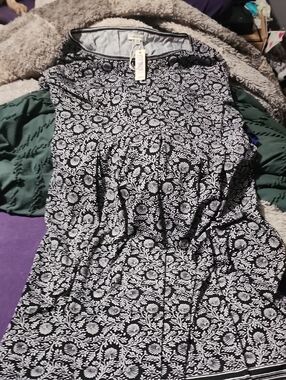 Max Studio Black and White Floral Midi Dress